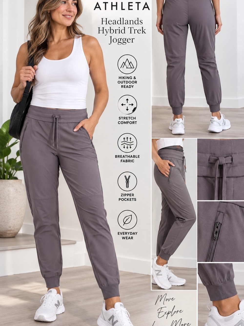 Athleta Headlands Hybrid Trek Jogger - Gray